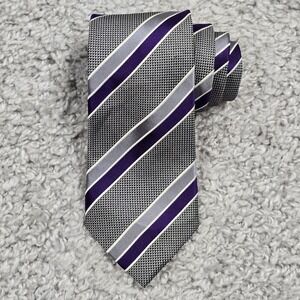 Donald J Trump Mens Silk Striped Tie‎ Gray Purple Classic Formal Business